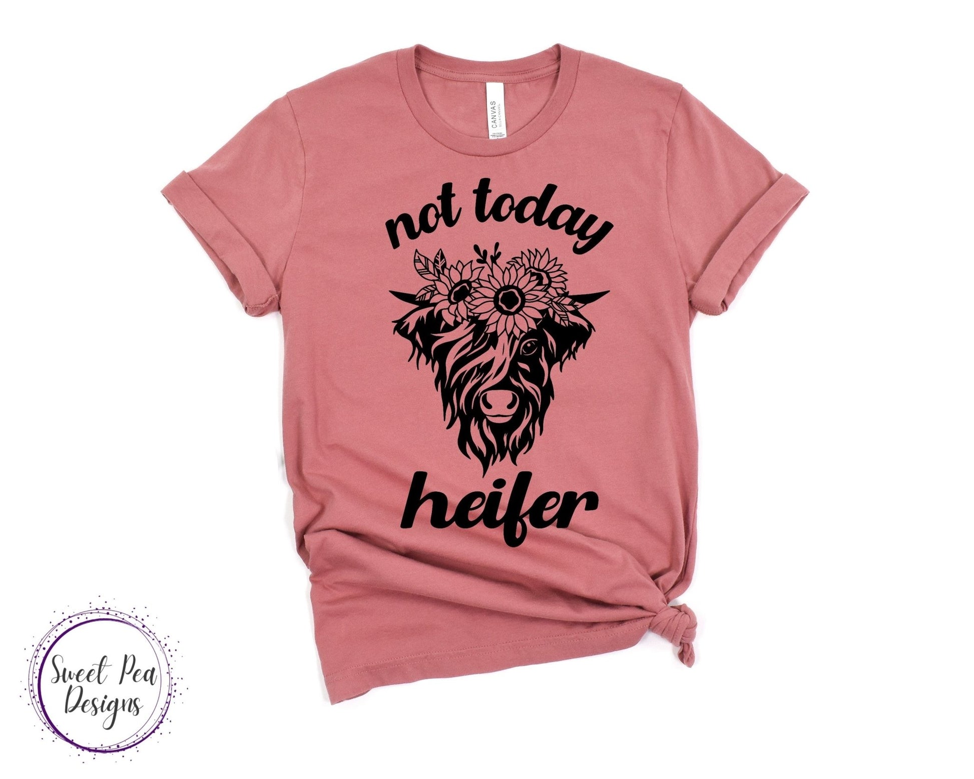 Ringspun Cotton Short Sleeve Shirt - Not Today Heifer (Sunflower) - Sweet Pea Designs - Gift Shop