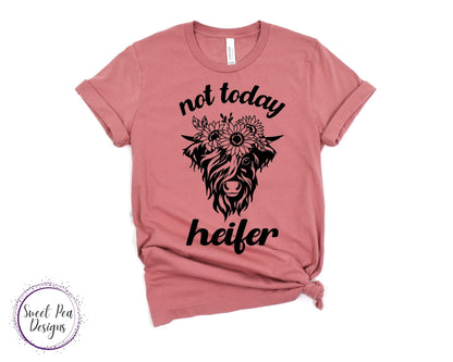 Ringspun Cotton Short Sleeve Shirt - Not Today Heifer (Sunflower) - Sweet Pea Designs - Gift Shop