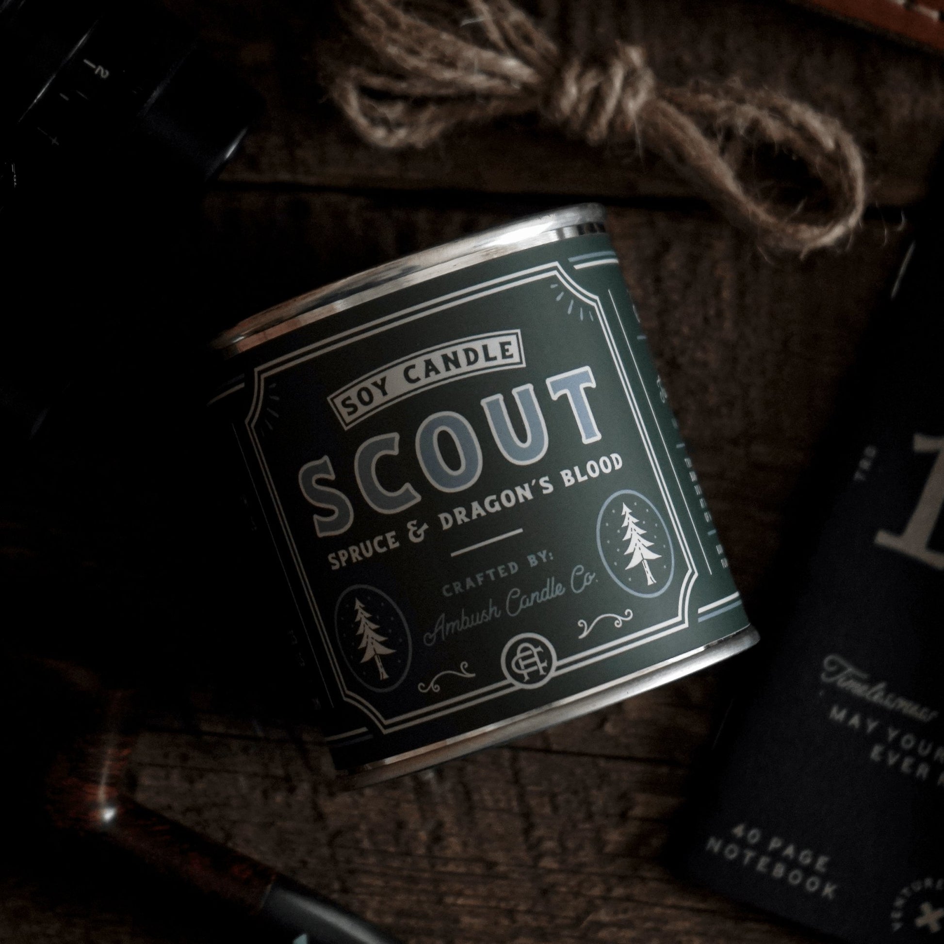 Scout | Spruce + Dragons Blood 8oz Soy Candle - Sweet Pea Designs - Gift Shop