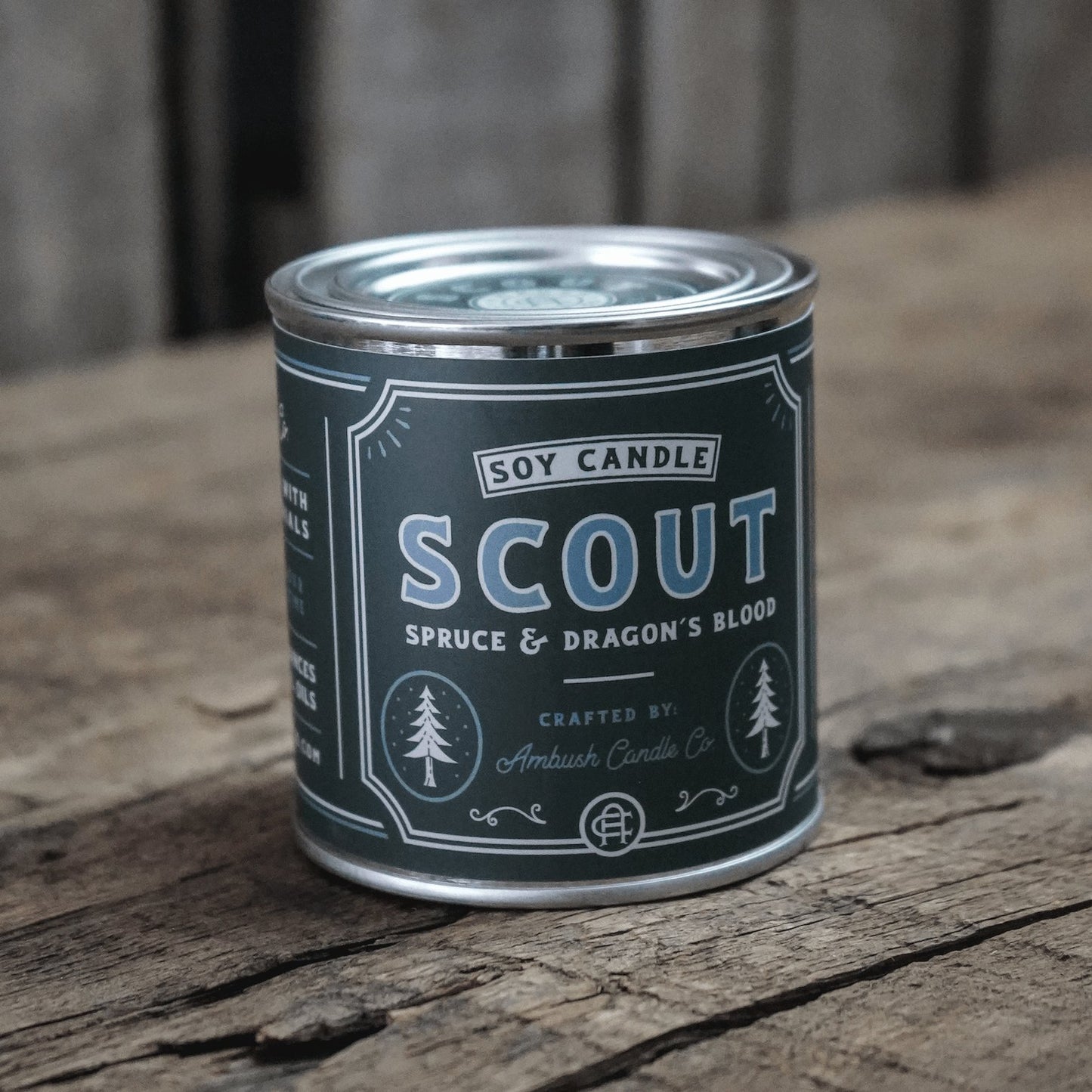 Scout | Spruce + Dragons Blood 8oz Soy Candle - Sweet Pea Designs - Gift Shop