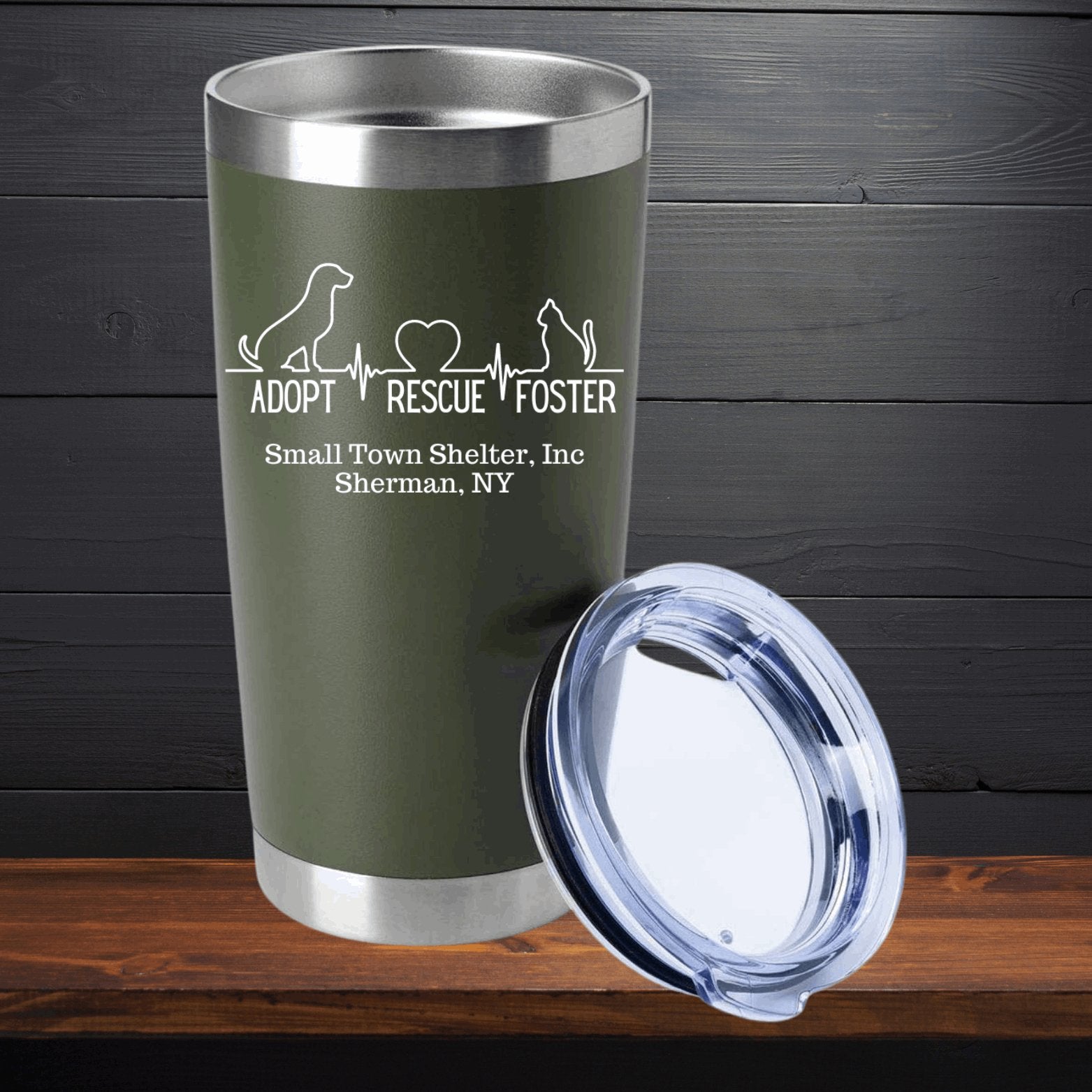 Small Town Shelter Fundraiser Stainless Steel Tumbler - 20 Oz. - Sweet Pea Designs - Gift Shop