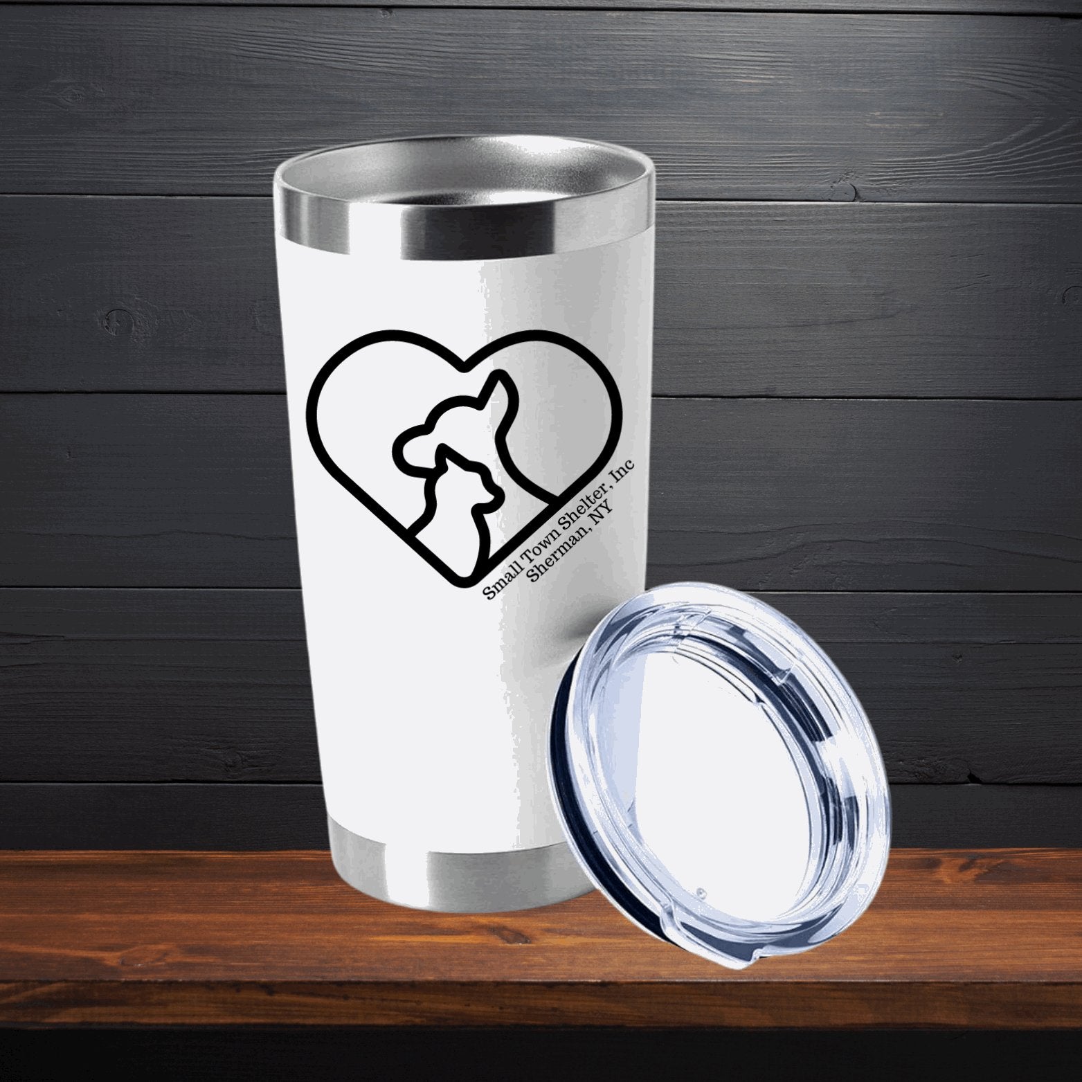 Small Town Shelter Fundraiser Stainless Steel Tumbler - 20 Oz. - Sweet Pea Designs - Gift Shop