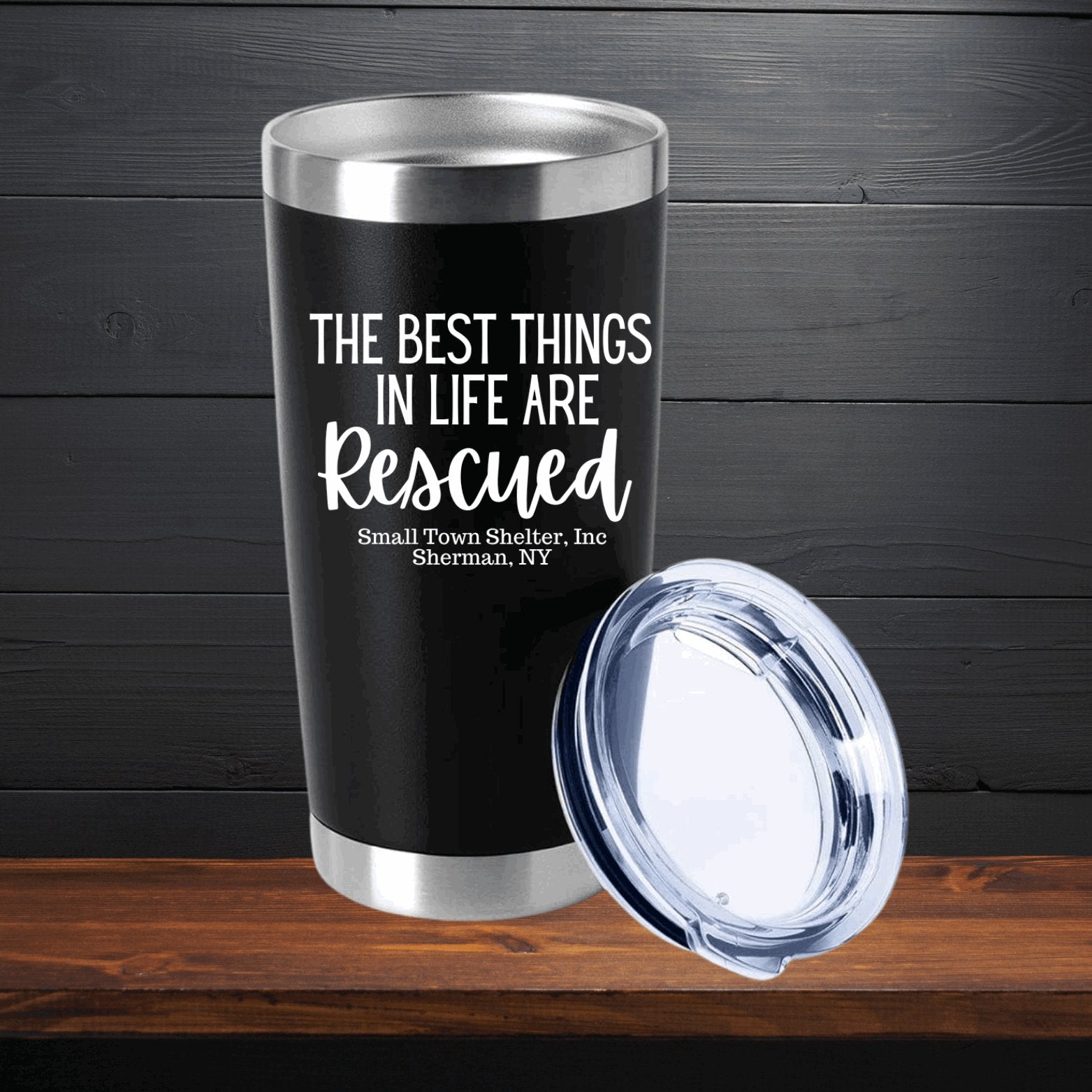 Small Town Shelter Fundraiser Stainless Steel Tumbler - 20 Oz. - Sweet Pea Designs - Gift Shop