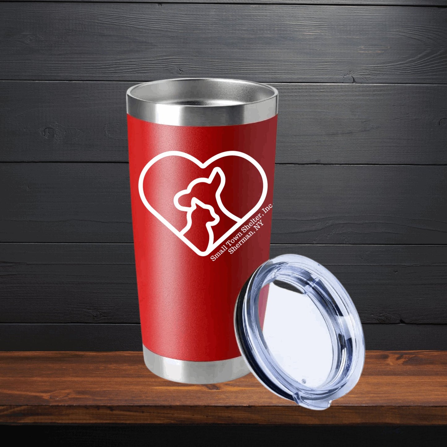 Small Town Shelter Fundraiser Stainless Steel Tumbler - 20 Oz. - Sweet Pea Designs - Gift Shop