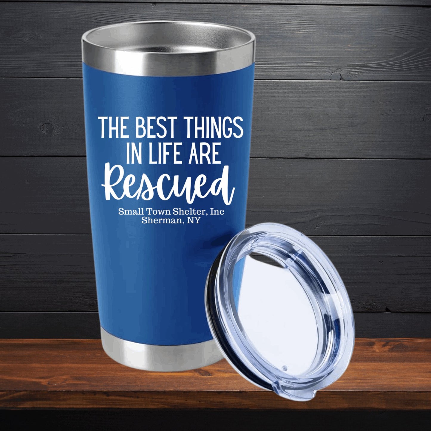 Small Town Shelter Fundraiser Stainless Steel Tumbler - 20 Oz. - Sweet Pea Designs - Gift Shop