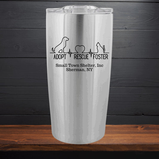 Small Town Shelter Fundraiser Stainless Steel Tumbler - 20 Oz. - Sweet Pea Designs - Gift Shop