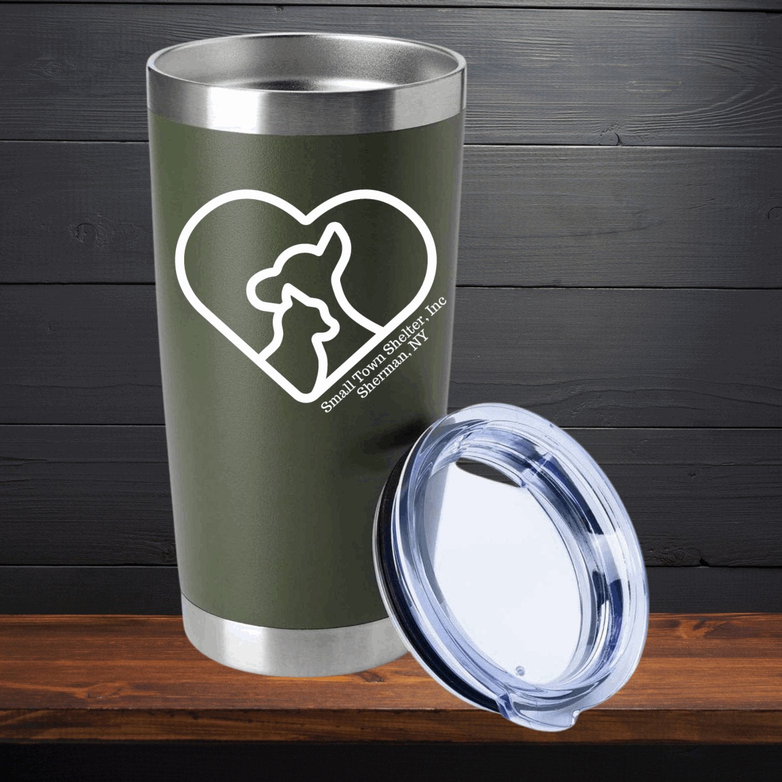 Small Town Shelter Fundraiser Stainless Steel Tumbler - 20 Oz. - Sweet Pea Designs - Gift Shop