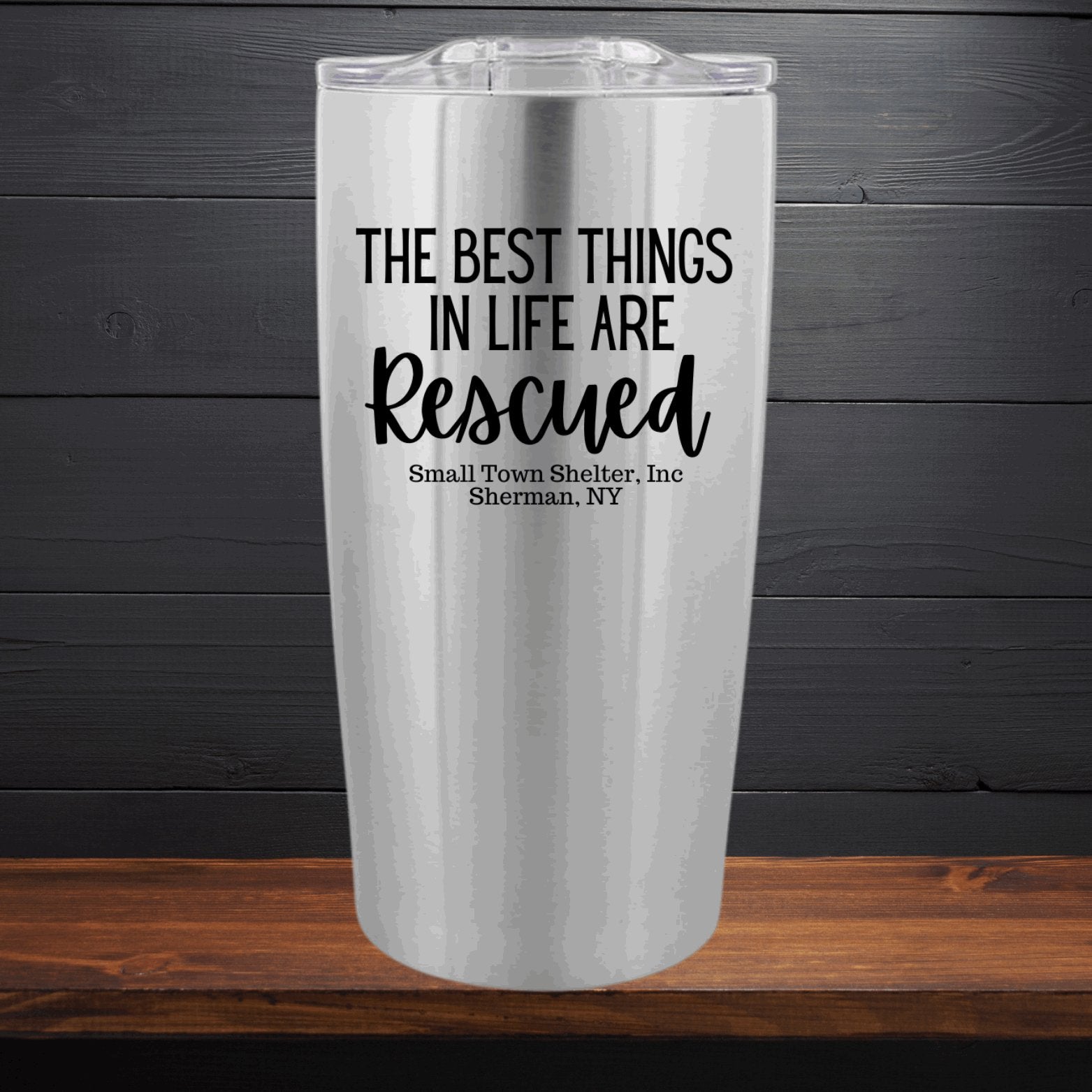 Small Town Shelter Fundraiser Stainless Steel Tumbler - 20 Oz. - Sweet Pea Designs - Gift Shop