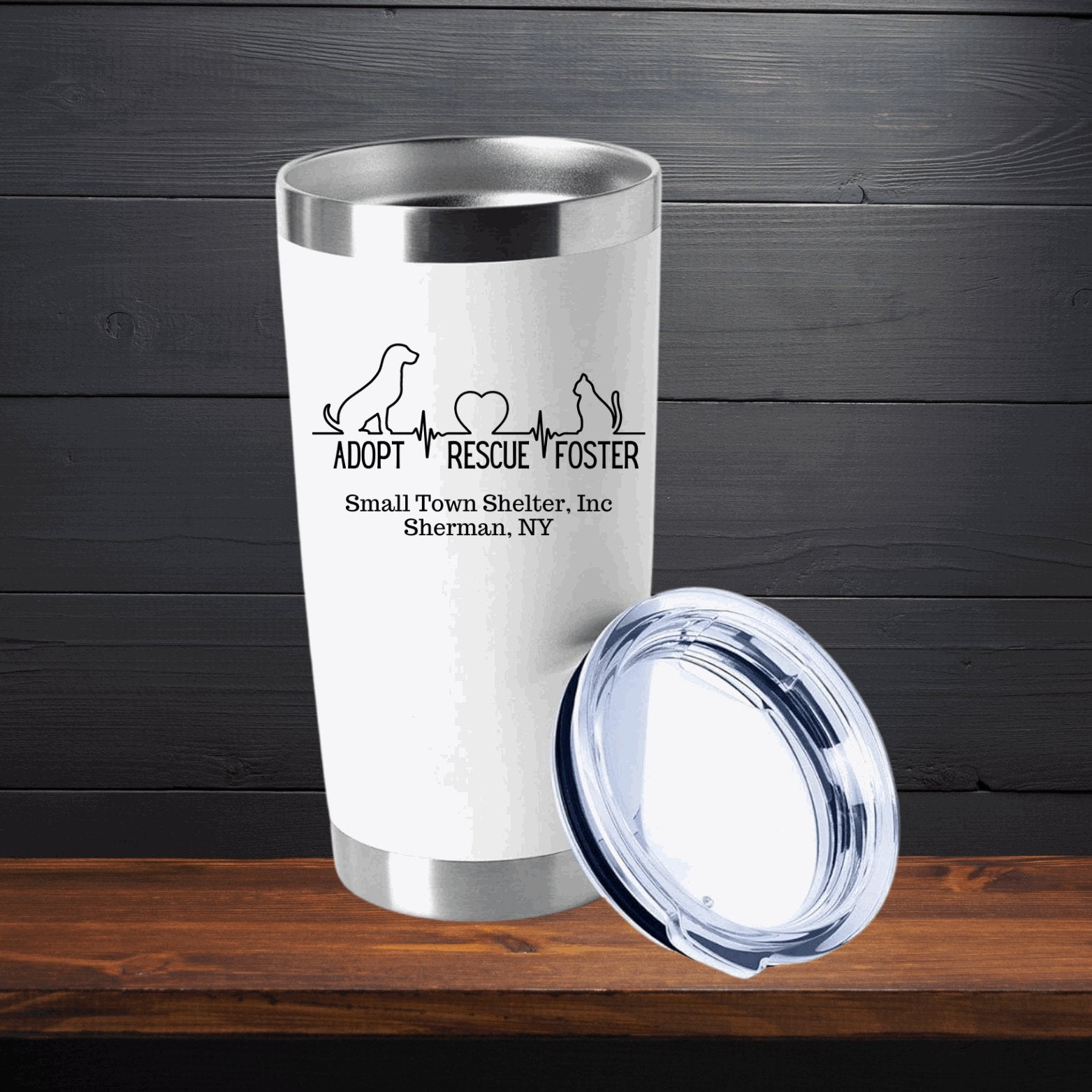 Small Town Shelter Fundraiser Stainless Steel Tumbler - 20 Oz. - Sweet Pea Designs - Gift Shop