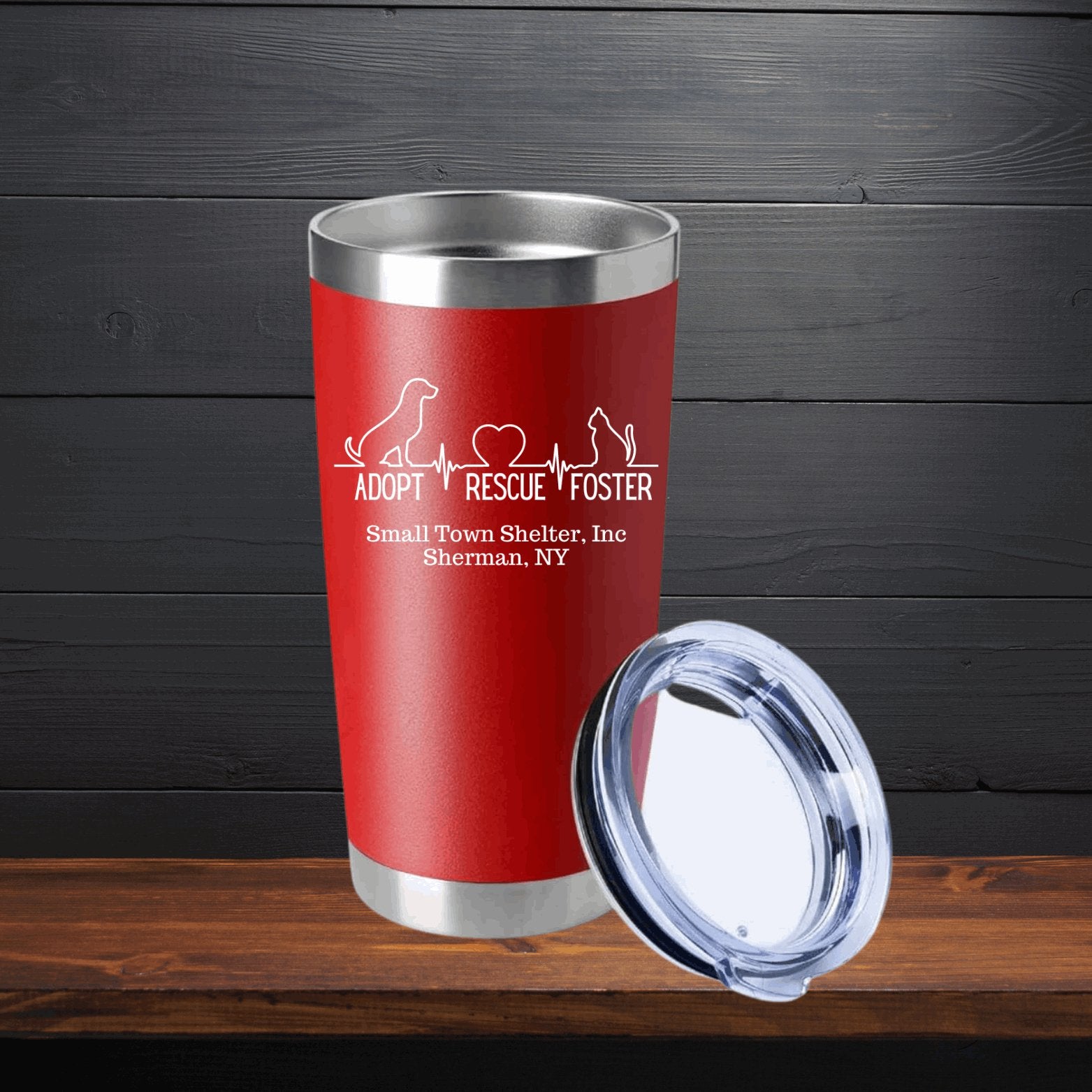 Small Town Shelter Fundraiser Stainless Steel Tumbler - 20 Oz. - Sweet Pea Designs - Gift Shop