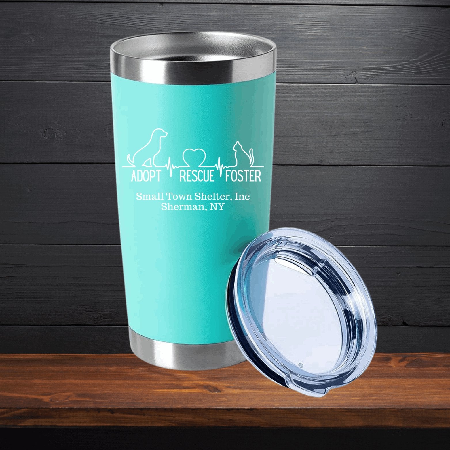 Small Town Shelter Fundraiser Stainless Steel Tumbler - 20 Oz. - Sweet Pea Designs - Gift Shop