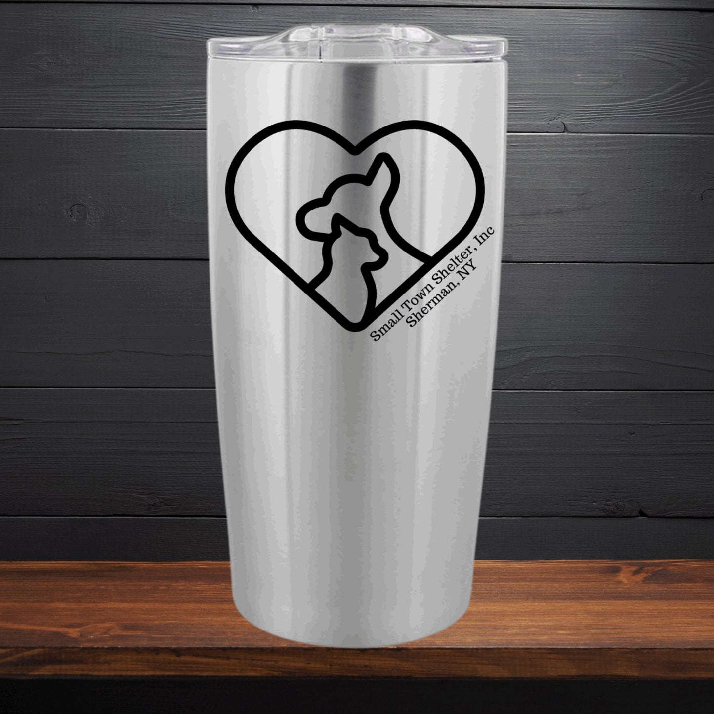 Small Town Shelter Fundraiser Stainless Steel Tumbler - 20 Oz. - Sweet Pea Designs - Gift Shop