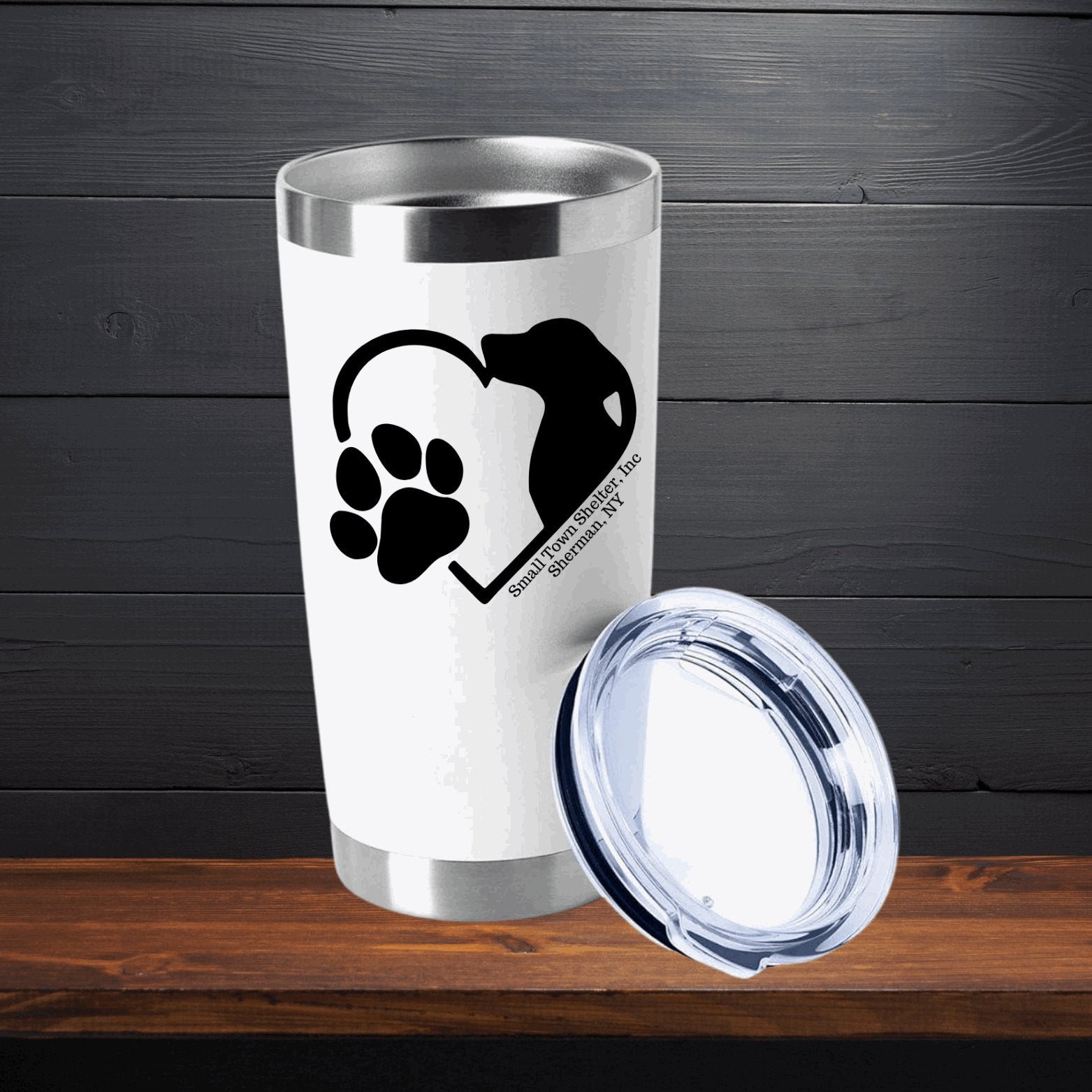 Small Town Shelter Fundraiser Stainless Steel Tumbler - 20 Oz. - Sweet Pea Designs - Gift Shop