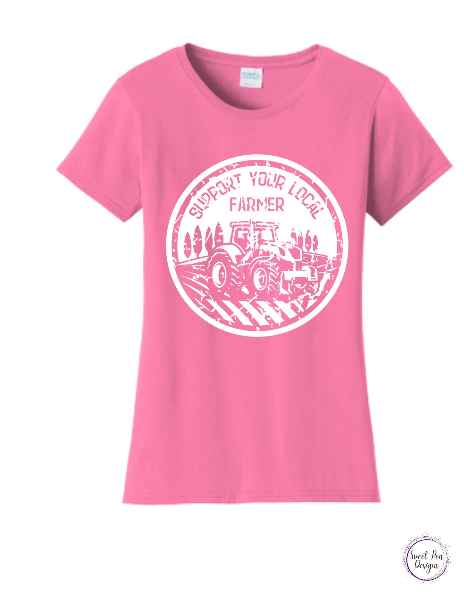 Support Your Local Farmer Ladies Cotton Short Sleeve Shirt - Sweet Pea Designs - Gift Shop