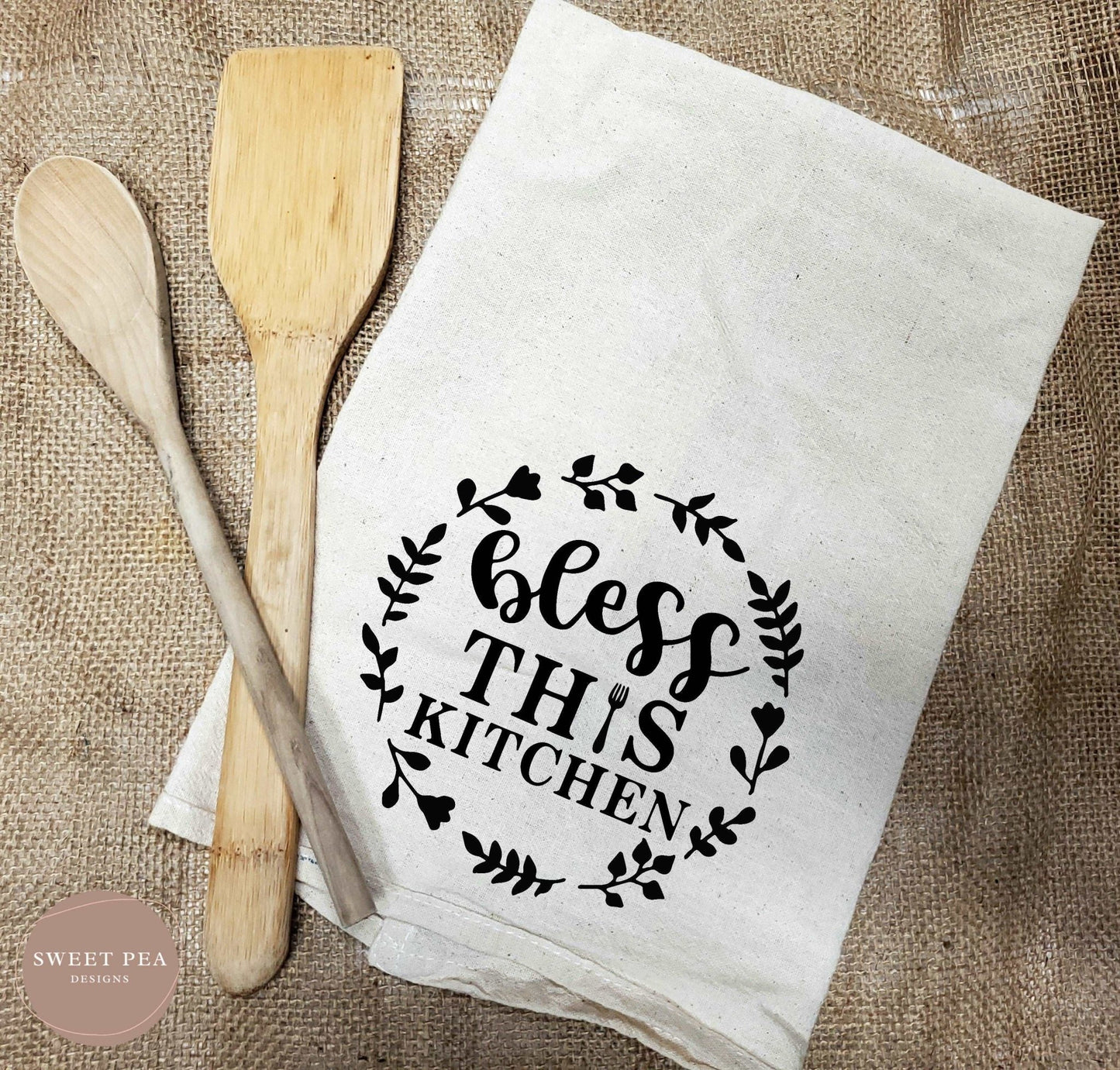 Tea Towel - Bless This Kitchen - Sweet Pea Designs - Gift Shop