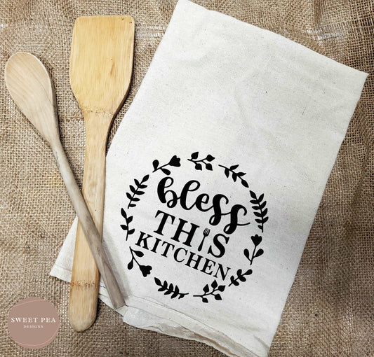 Tea Towel - Bless This Kitchen - Sweet Pea Designs - Gift Shop