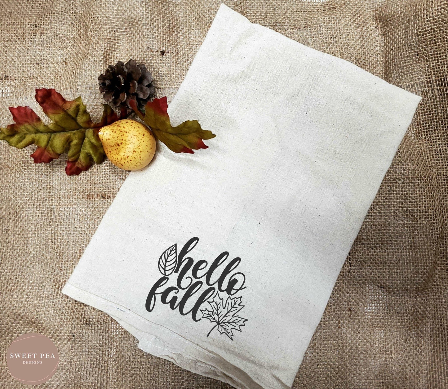 Tea Towel - Hello Fall - Sweet Pea Designs - Gift Shop