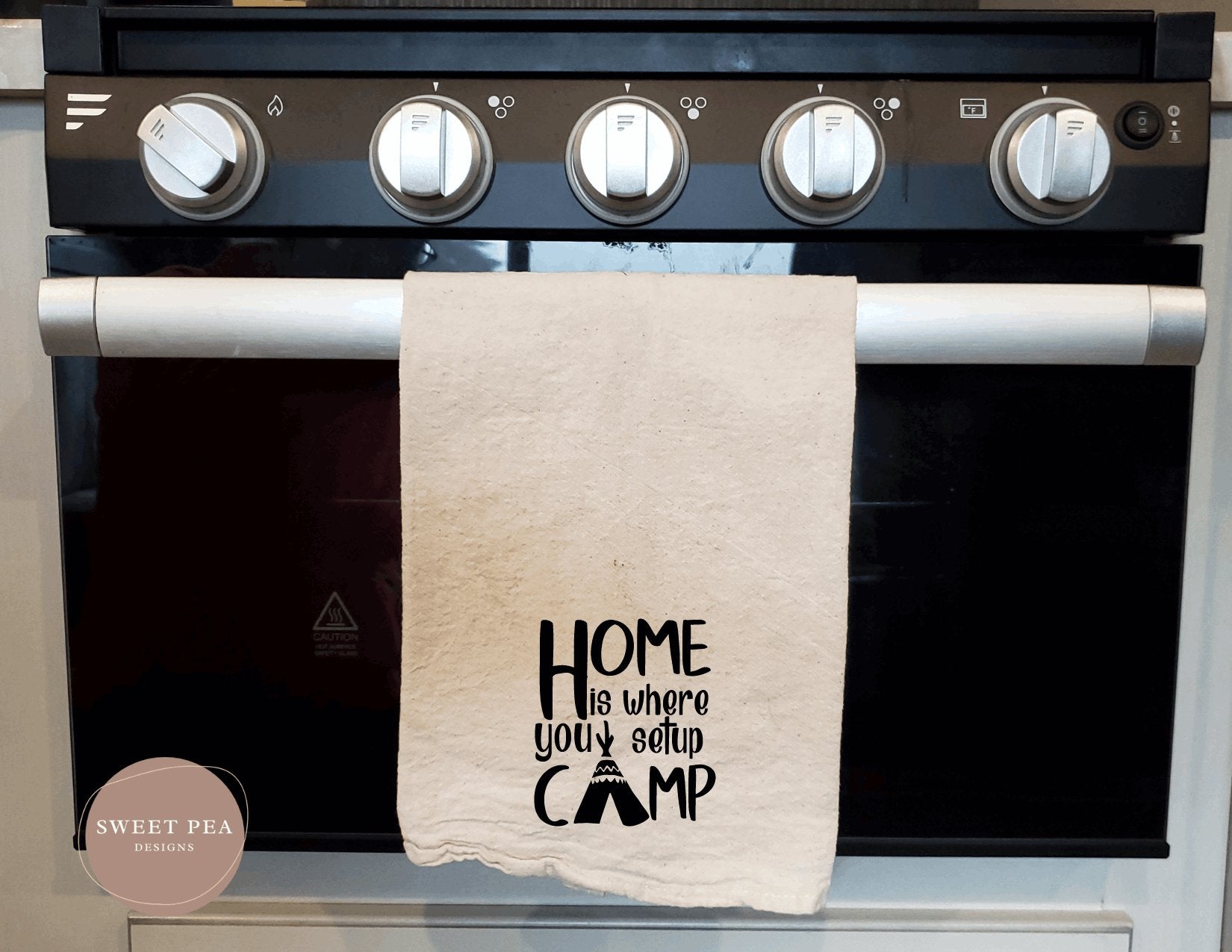 Tea Towel - Home is Where You Set Up Camp - Sweet Pea Designs - Gift Shop