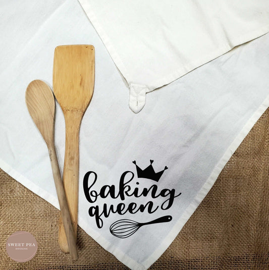 Tea Towel With Loop - Baking Queen - Sweet Pea Designs - Gift Shop