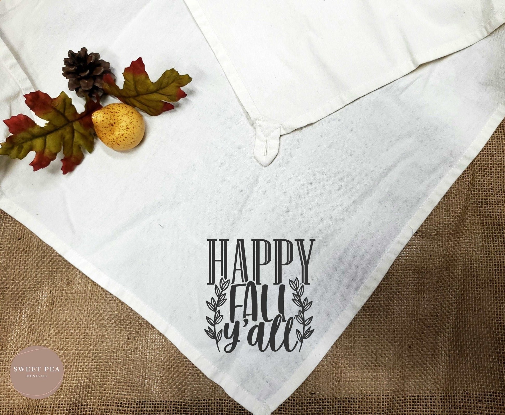 Tea Towel With Loop - Happy Fall Y'all - Sweet Pea Designs - Gift Shop