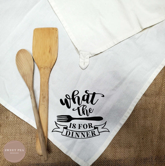 Tea Towel With Loop - What the Fork is for Dinner - Sweet Pea Designs - Gift Shop