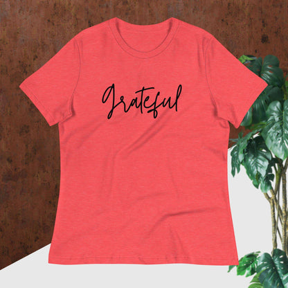 Women's Relaxed T-Shirt - Grateful - Sweet Pea Designs - Gift Shop