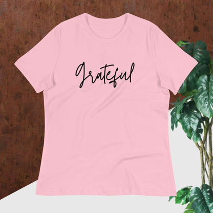 Women's Relaxed T-Shirt - Grateful - Sweet Pea Designs - Gift Shop