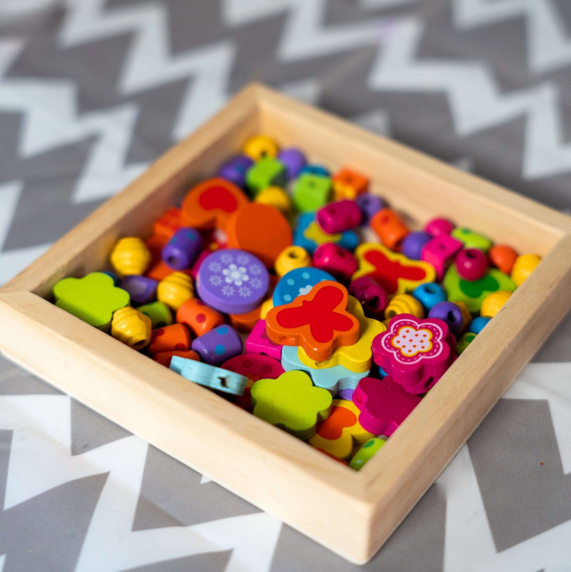 Wooden Bead Hearts & Butterflies Necklace - Sweet Pea Designs - Gift Shop