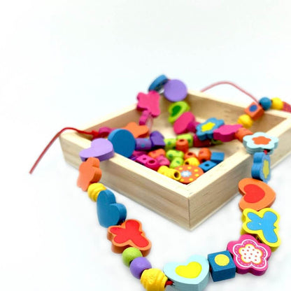 Wooden Bead Hearts & Butterflies Necklace - Sweet Pea Designs - Gift Shop